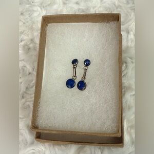 Blue and Silver Stud Earrings with Elegant Design